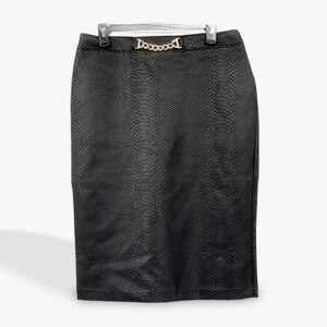 Marc New York Pencil Skirt Snake Print Gold Chain Detail Career Workwear‎